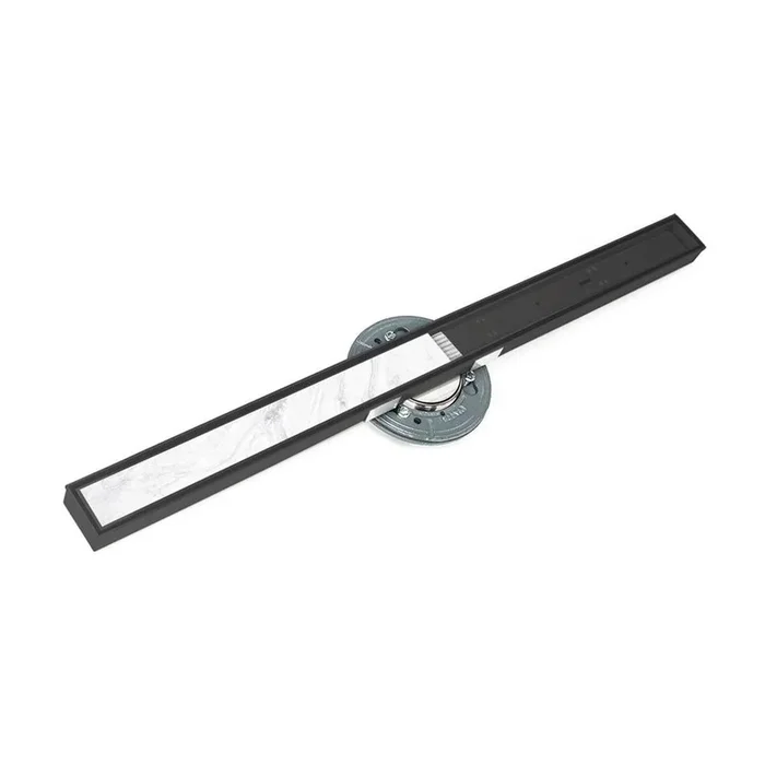 Infinity Drain 36” S-Stainless Steel Series High Flow Complete Kit with Tile Insert Frame in Matte Black with Cast Iron Drain Body, 3” No Hub Outlet