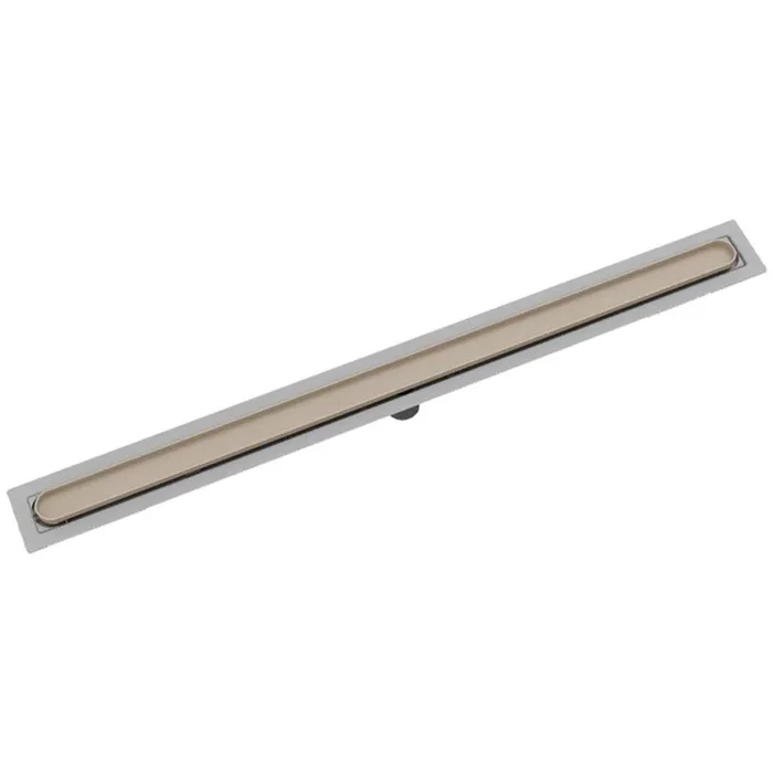 Infinity Drain 48” FF Series Complete Kit with Discorectangle Tile Insert Frame in Satin Champagne