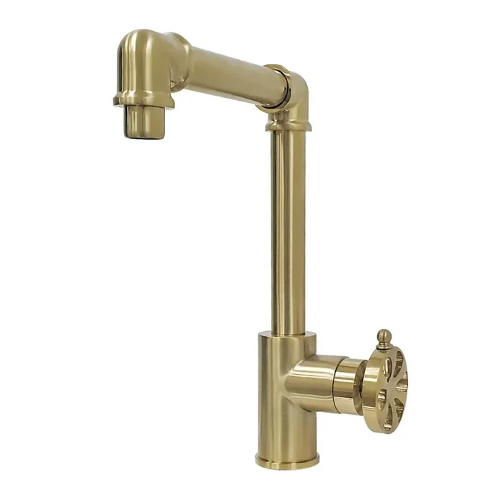 Kingston Brass Belknap Single-Handle Bathroom Faucet with Push Pop-Up, Brushed Brass