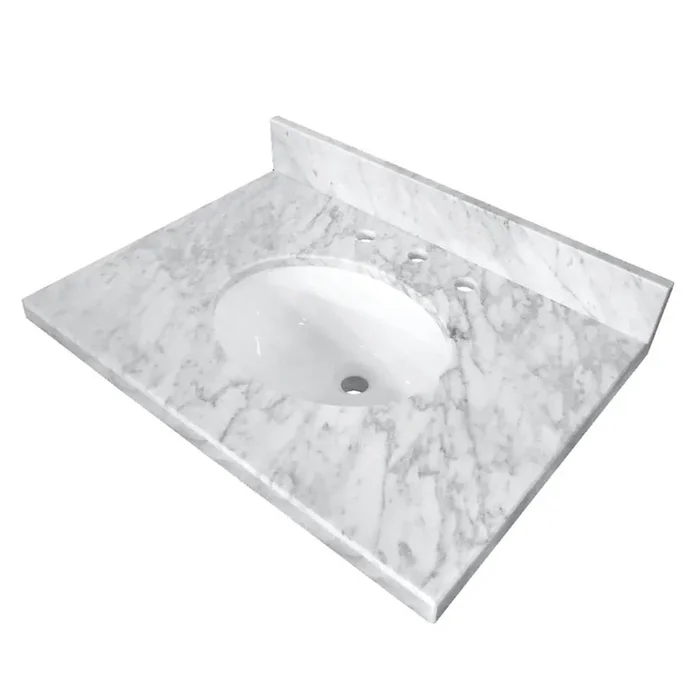 Kingston Brass Fauceture Templeton 30” x 22” Carrara Marble Vanity Top with Oval Sink, Carrara Marble