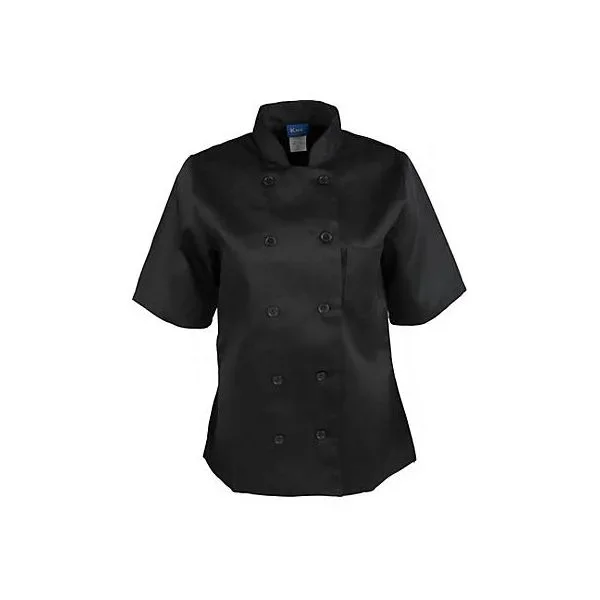 KNG 2XL Ladies Chef Coat Black Short Sleeve