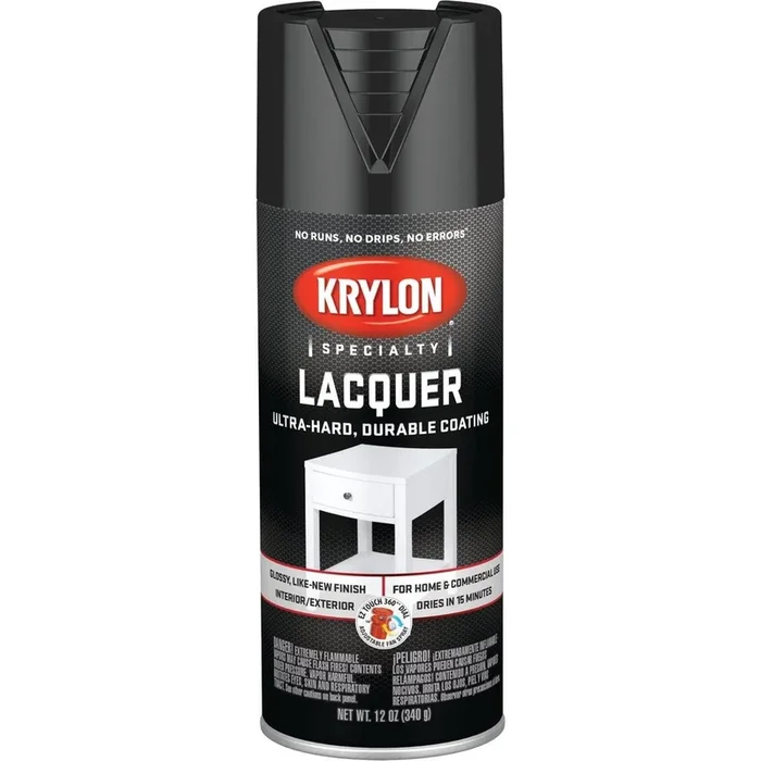 Krylon K07030777 Black Spray Lacquer 12 Oz.