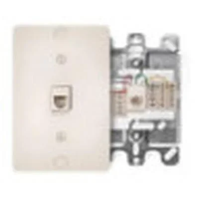 Leviton 40253-T Telephone Wall Phone Jack 110-Style Quick Connect 6P4C Light Almond