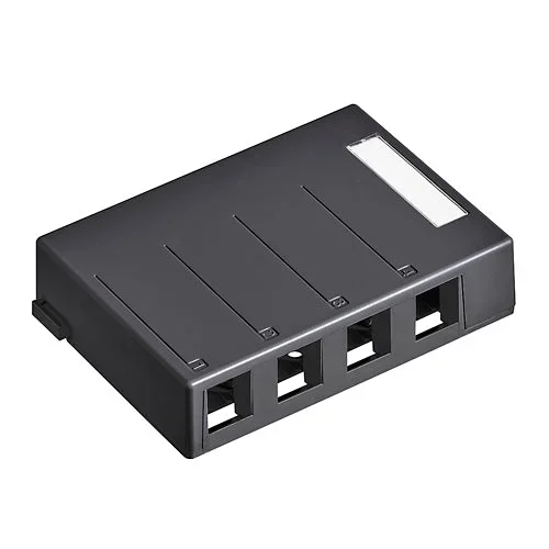 Leviton 41089-4EP Surface-Mount QuickPort Box, 4-Port, Black