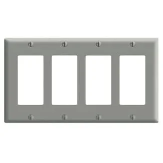 Leviton PJ264-GY 4-Gang Decora/GFCI Decora Wallplate Midway Size Gray