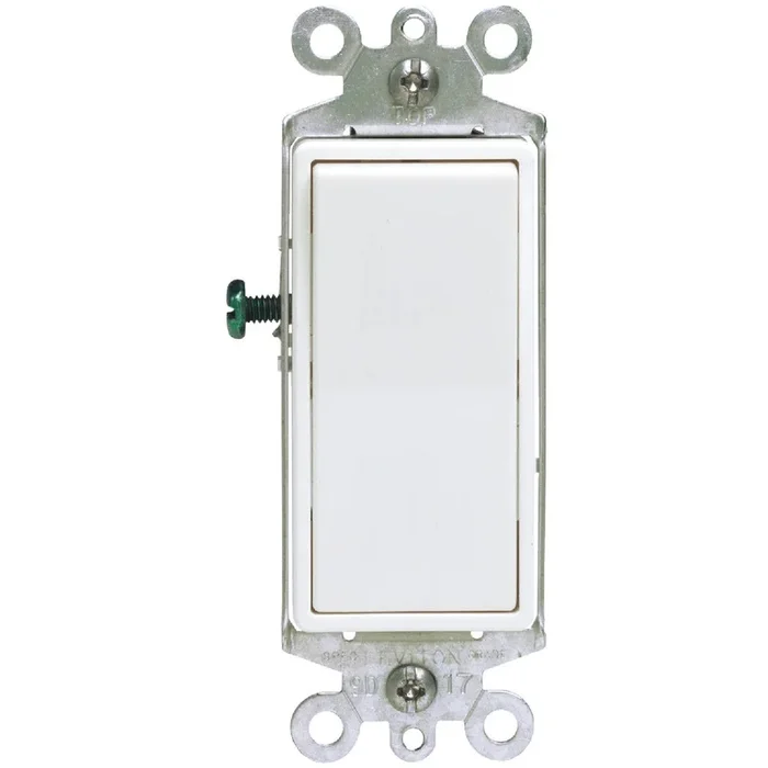 Leviton S12-05603-2WS Decora Rocker White 15A Grounded 3-Way Switch
