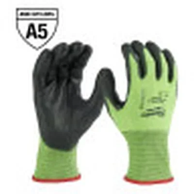Milwaukee 48-73-8951 Cut 5 High Visibility Polyurethane Dipped Gloves – M