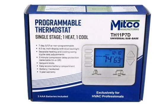 Mitco TH11P7D Programmable Thermostat 5/1/1 1 Heat/1 Cool