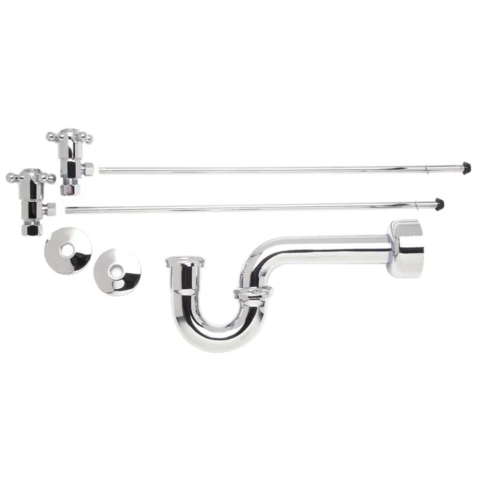 Mountain Plumbing Lavatory Supply Kit – Brass Cross Handle with 1/4 Turn Ceramic Disc Cartridge Valve (MT4003X-NL) – Angle, P-Trap 1-1/2”