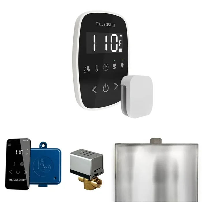 Mr. Steam ButlerFlex Steam Shower Control Package with TempoFlex Control and Steamhead in Black White