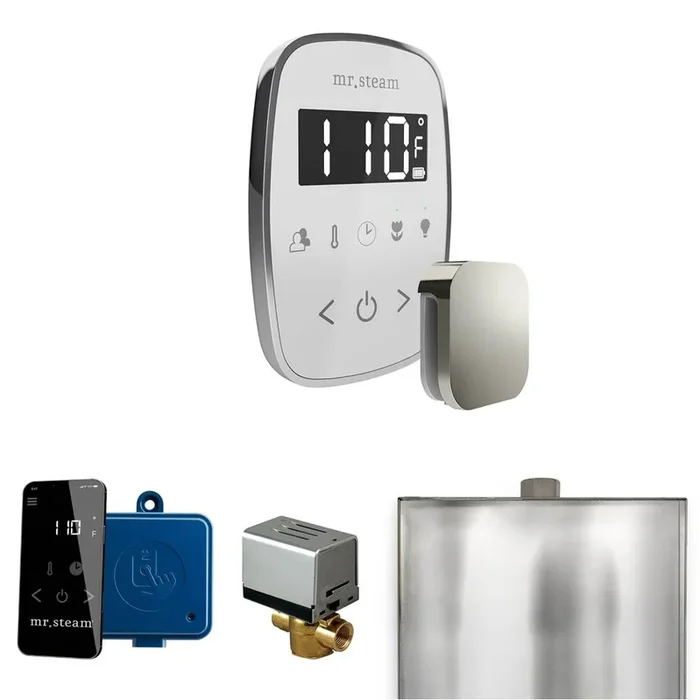 Mr. Steam ButlerFlex Steam Shower Control Package with TempoFlex Control and Steamhead in White Polished Chrome