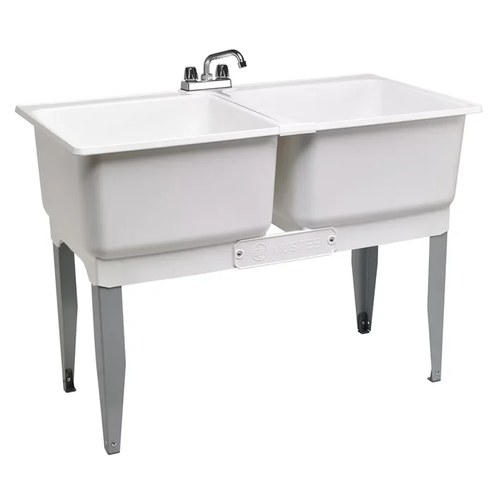 Mustee 24C Utilatwin Double Laundry Tub Combo, White