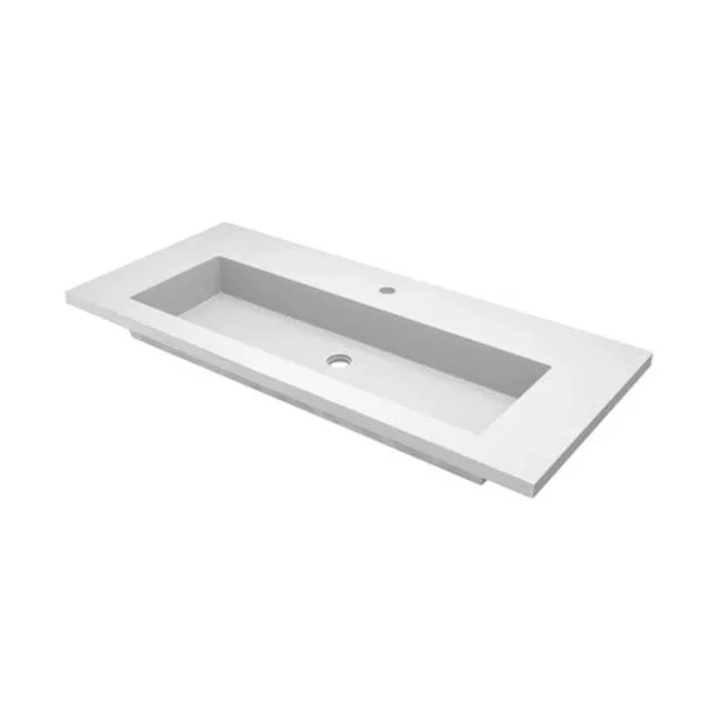Native Trails 48” Capistrano Vanity Top with Integral Trough in Pearl – Single Faucet Cutout