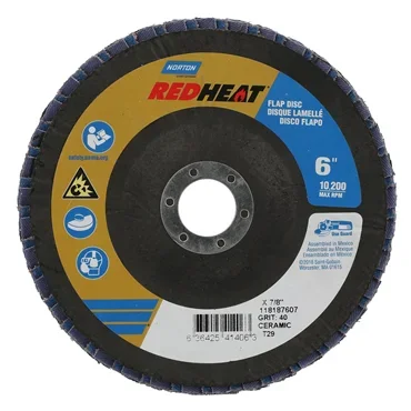 Norton 63642541406 Red Heat R961 Ceramic Alumina Extra Coarse Grit Center Mount Fiberglass Conical Flap Disc