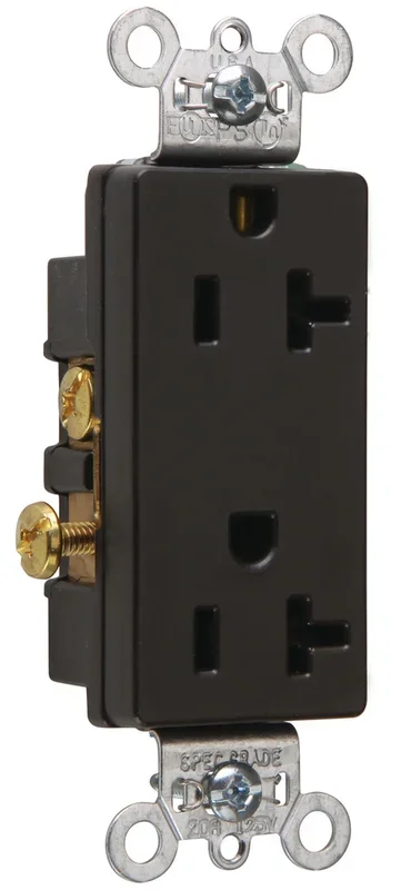 Pass & Seymour 26342-BK Heavy-Duty Decorator Spec Grade Duplex Receptacle Side Wire 20A 125V