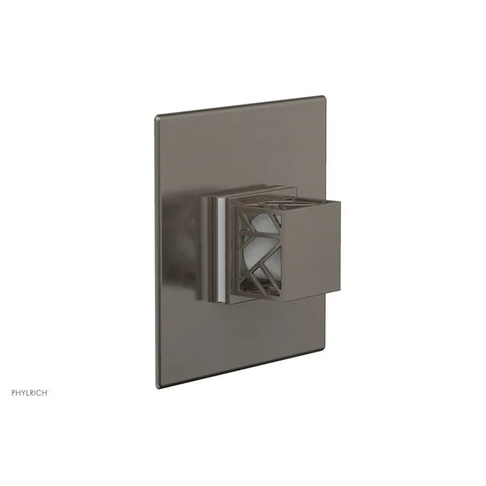 Phylrich Pewter Jolie Square Thermostatic/Pressure Balance Shower Trim With Square Cutaway Handle And Gloss White Accents