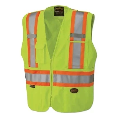 Pioneer V1021260U-M 6935AU/6936AU/6937AU HV Zip-Up Snap Break Away Safety Vest Medium Green