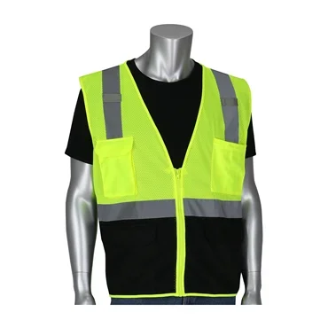 PIP 302-0710B-LY/XL Hi-Vis Yellow Zipper X-Large Vests