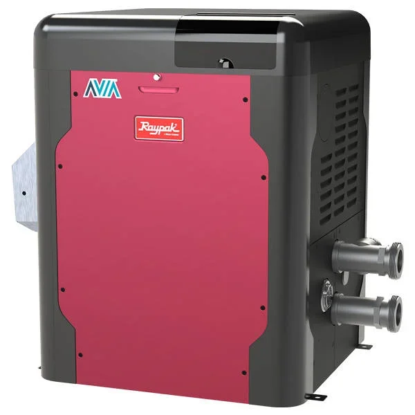 Raypak 018044 AVIA Digital Low NOx Natural Gas Pool and Spa Heater | 264k BTU | Altitude 0-9999 Ft | NiTek Heat Exchanger