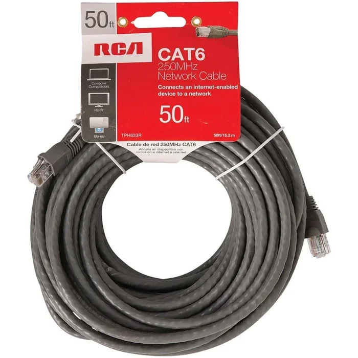 RCA TPH633R 50 Ft. CAT-6 Gray Network Cable