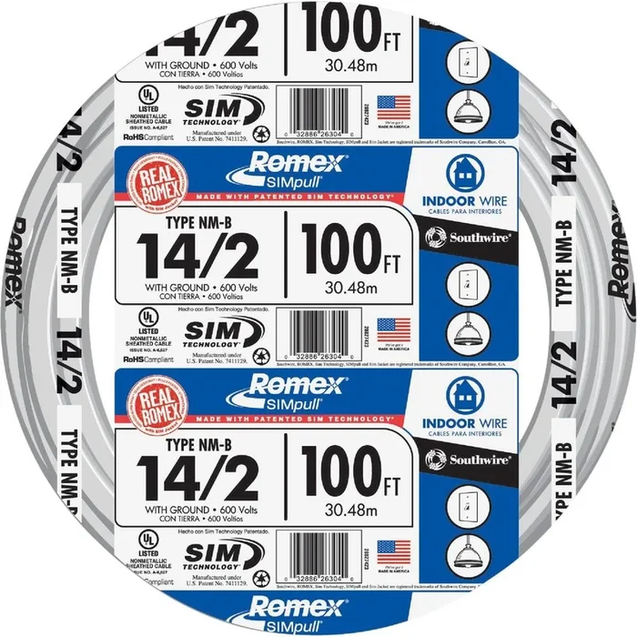 Romex 28827428 100 Ft. 14/2 Solid White NMW/G Electrical Wire