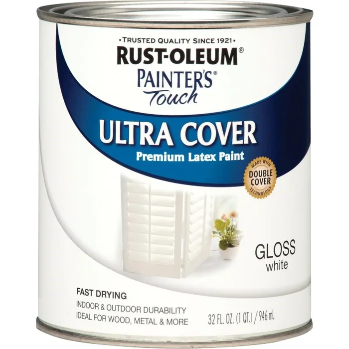 Rust-Oleum 1992502 Painter’s Touch 2X Ultra Cover Premium Latex Paint White Gloss 1 Qt. Replacement MPN