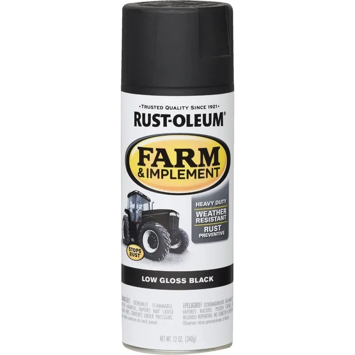 Rust-Oleum 280130 Low Gloss Black Farm & Implement Spray Paint 12 Oz Each