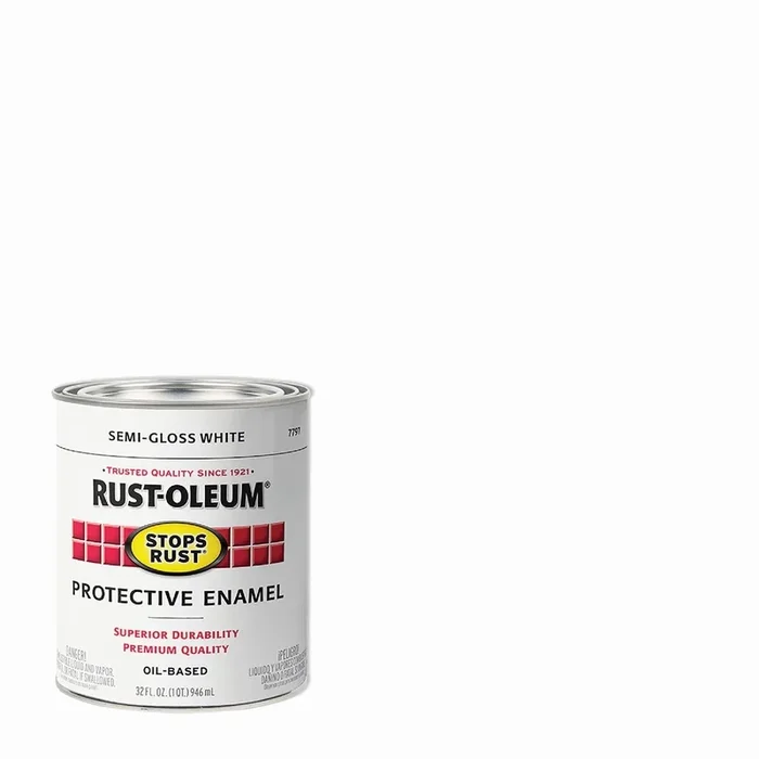 Rust-Oleum 7797502 Stops Rust Oil Based Semi-Gloss Protective Rust Control Enamel White 1 Qt.