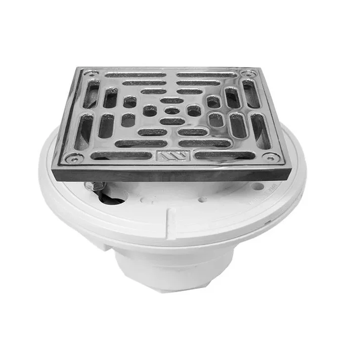 SIGMA PVC Floor Drain with 5×5” Square Adjustable Nickel Bronze Strainer Assembly TRIM BLACK NICKEL PVD .53