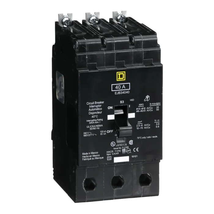 Square D EJB34040 Mini Circuit Breaker 3-Pole 40 Amp 480Y/277 VAC