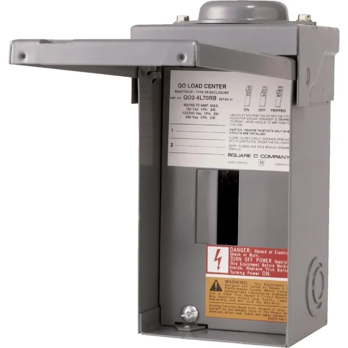 Square D QO24L70RBCP QO 70A 2-Space 4-Circuit Raintight Main Lug Load Center