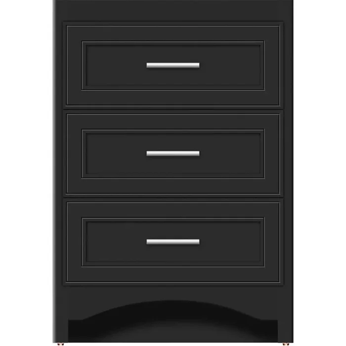 Strasser Woodenworks 24 X 18 X 34.5 Ravenna Town Vanity Deco Miter Sat Black 3 Drw