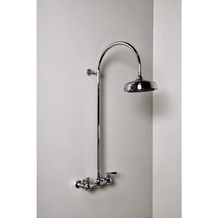 Strom Living Chrome Wall Mount Shower Set W/ Exposed 36” Crook Style Riser. Includes Valve
