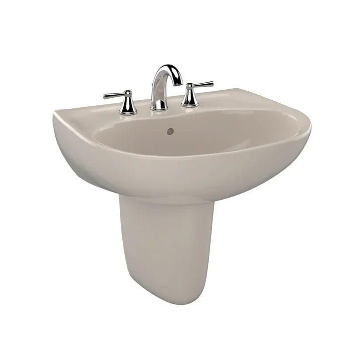 Toto LHT241.8G#03 TOTO® Supreme® Oval Wall-Mount Bathroom Sink with CEFIONTECT and Shroud for 8 Center Faucets, Bone