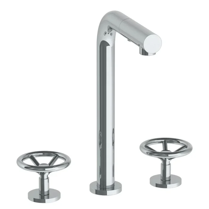 Watermark Deck Mounted 3 Hole Square Top Prep Faucet with Pull Out Spray