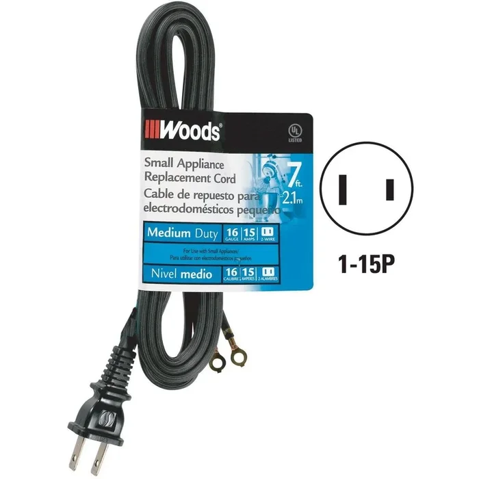 Woods 0288 7 Ft. 16/2 15A Replacement Appliance Cord