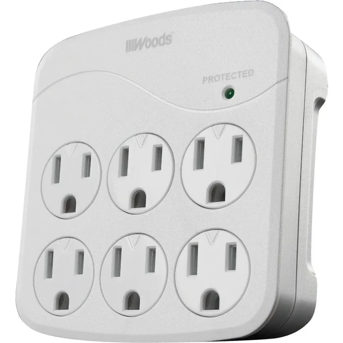 Woods 41076 6-Outlet 15A Gray Surge Tap