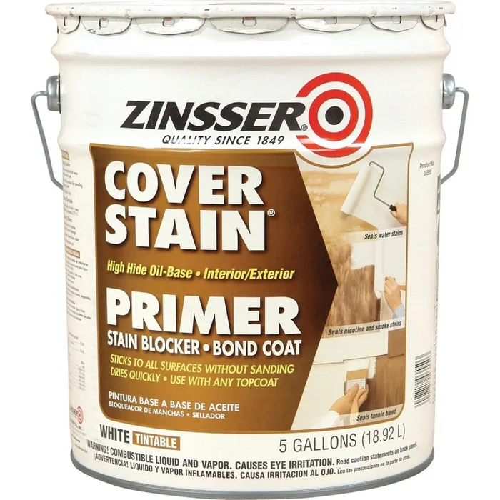 Zinsser 3550 Cover-Stain Voc High Hide Oil-Base Interior/Exterior Stain Blocker Primer White 5 Gal.